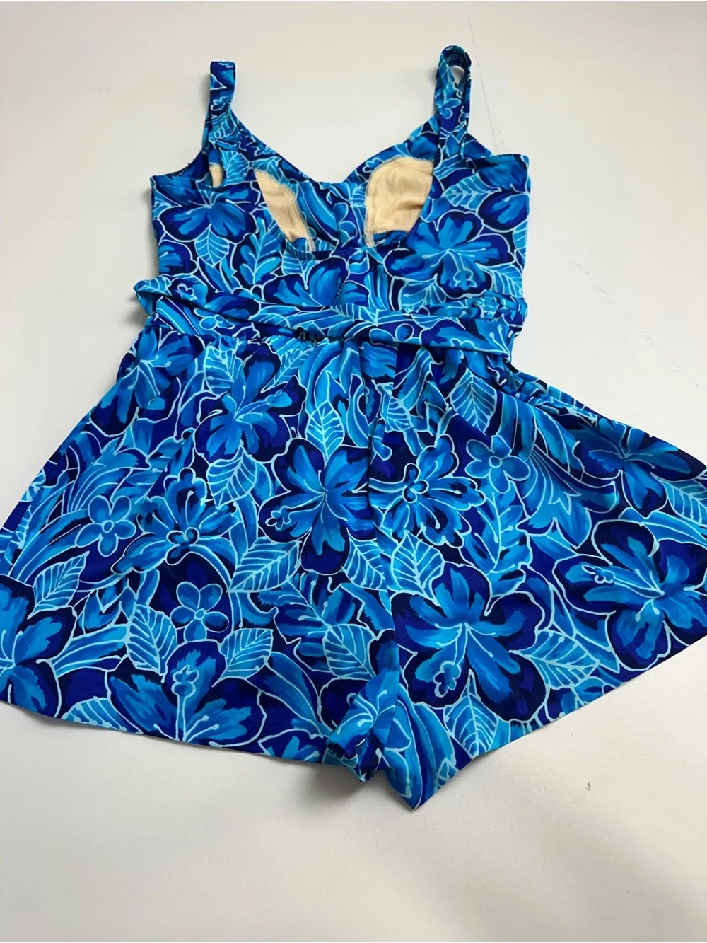 Maxine of Hollywood women’s size 14‎ Blue Floral Tie-Waist Romper